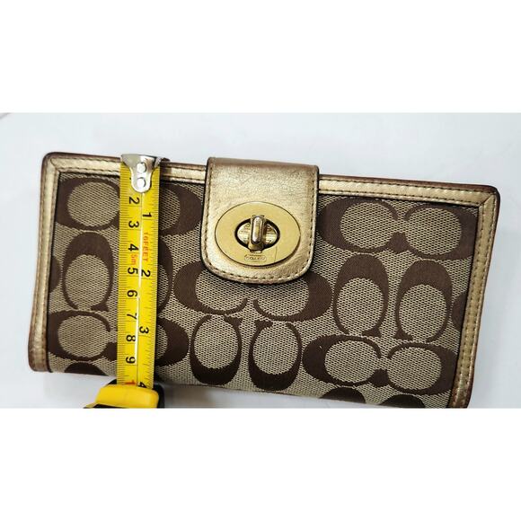 COACH 43609 Turnlock Signature Jacquard Bi-fold Wallet/ with Checkbook Wallet - Picture 10 of 11
